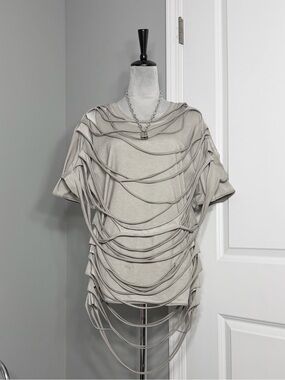 Darker Wavs Grey Echo Distressed + Shredded Layered T-Shirt